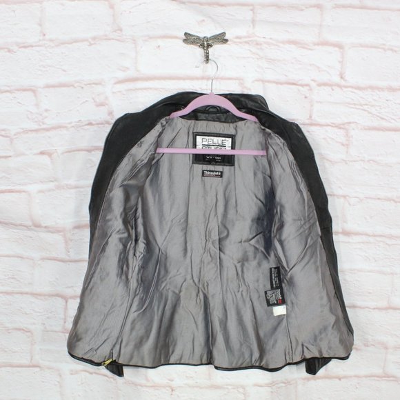 Wilsons Black Nylon Lined Zip Up Insulated Genuine Leather Jacket Size M - Picture 7 of 12